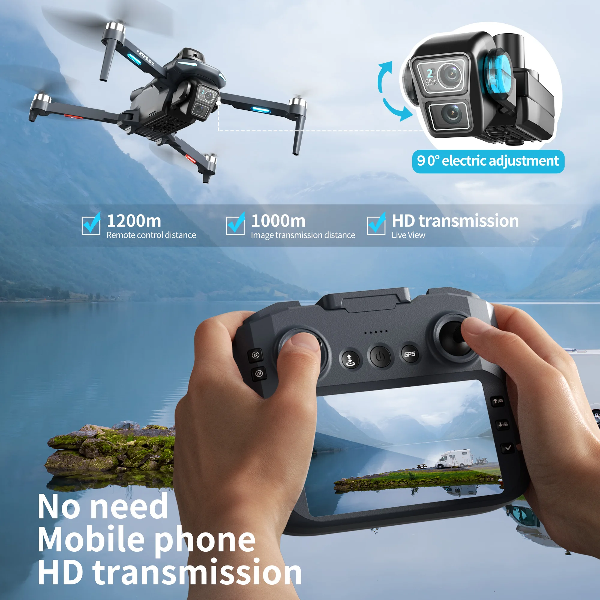 Drone GPS Original XT606 MAX 4 - Drone Controller Screen avis et prix